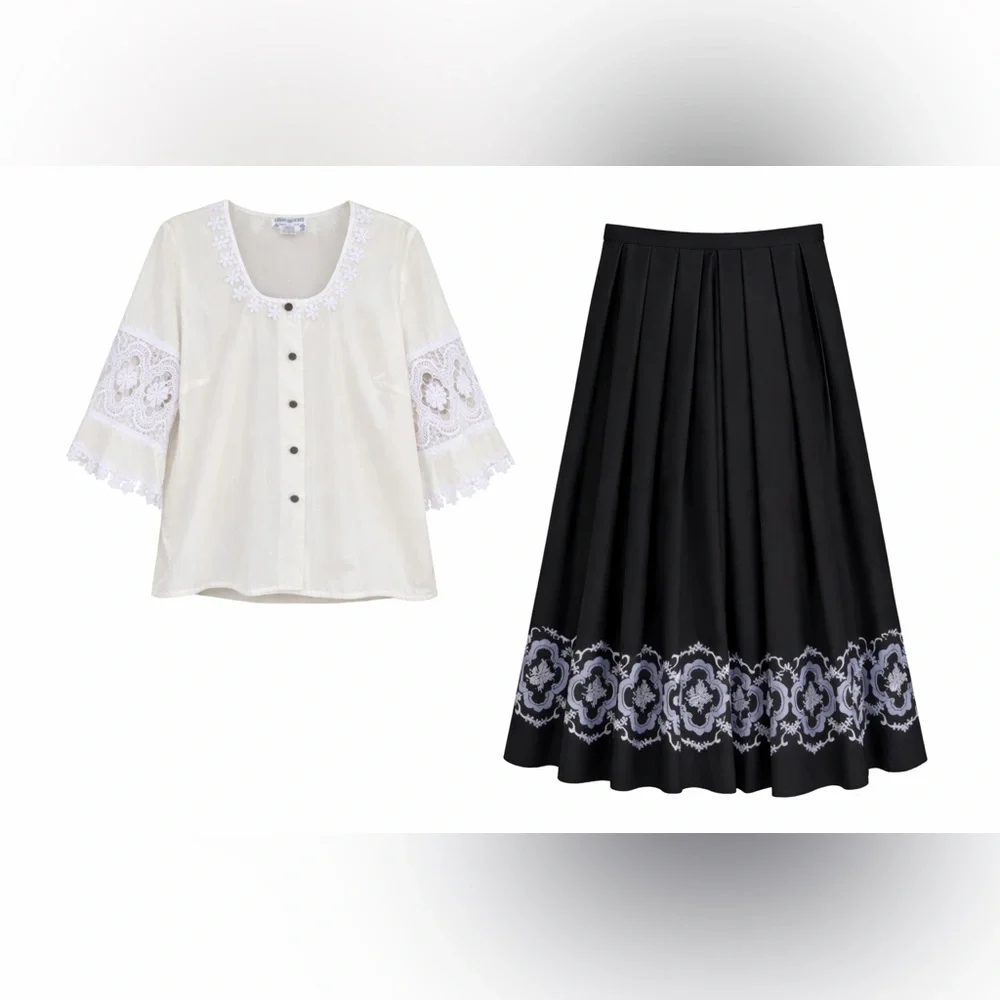 Ernst‎ Licht German Folk Maxi Skirt & Blouse Set 14/10